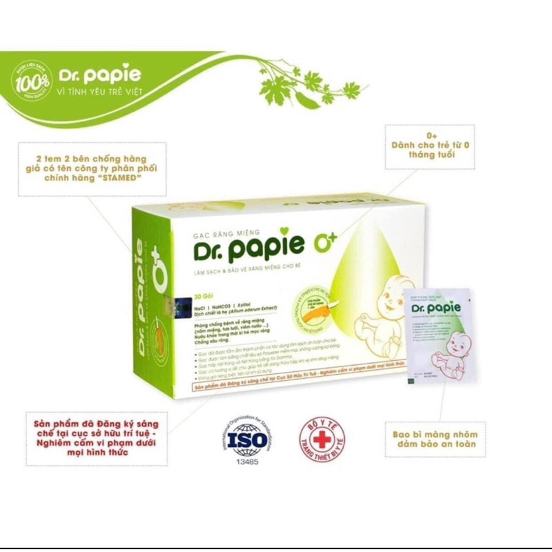 Gạc Rơ Lưỡi Dr.Papie Đã Tẩm Sẵn Dung Dịch, Tiện Lợi Chất Liệu Sợi Polyester Mềm Mại