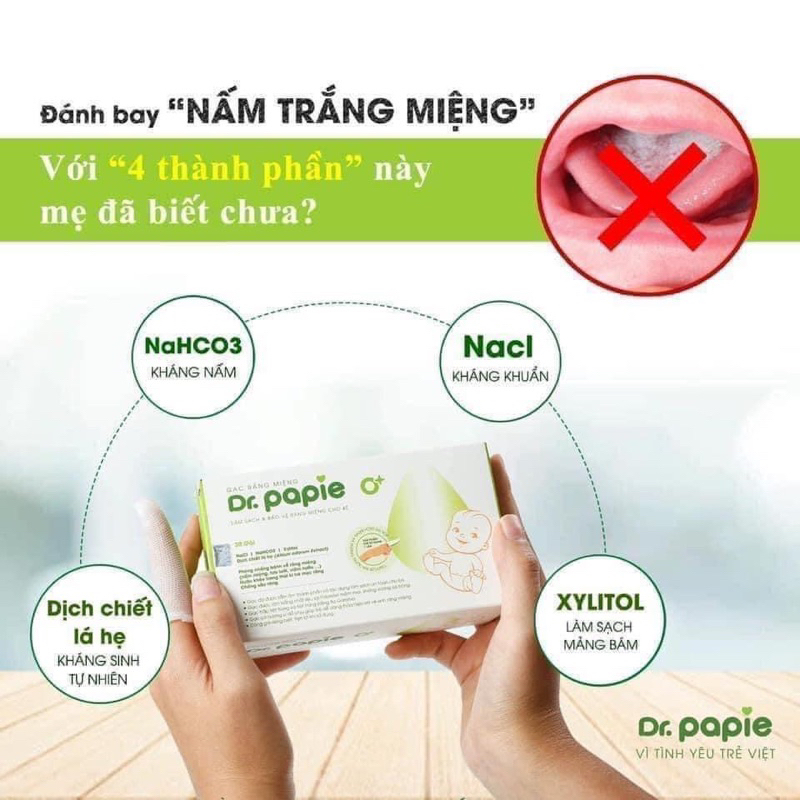 Gạc Rơ Lưỡi Dr.Papie Đã Tẩm Sẵn Dung Dịch, Tiện Lợi Chất Liệu Sợi Polyester Mềm Mại