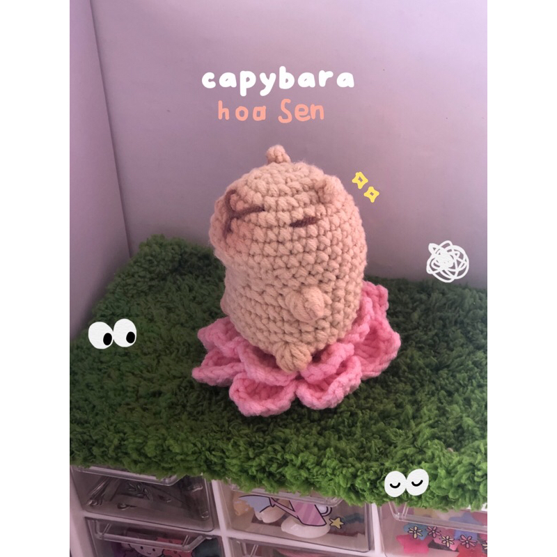 móc khoá len capybara hoa sen / tiemmochehe | Shopee Việt Nam