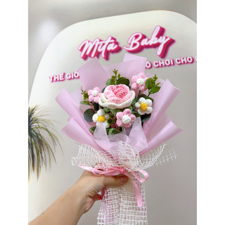 Bó hoa len đan tay làm quà tặng sinh nhật, ngày lễ 20/10, 20/11, 14/2, 8/3 - quà tặng handmade hottrend