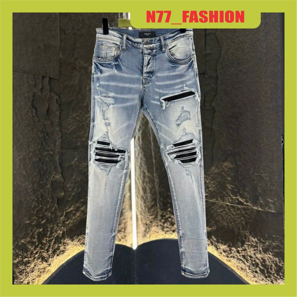 Quần jean nam boy phố rách xanh xướt VÁ DA form đẹp chất bò cao cấp mẫu ...