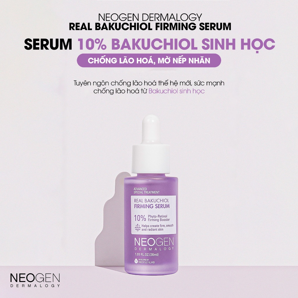 Ảnh Serum 10% Bakuchiol Sinh Học Chống Lão Hoá Mờ Nếp Nhăn Real Bakuchiol Firming Serum Neogen Dermalogy 30ml 2