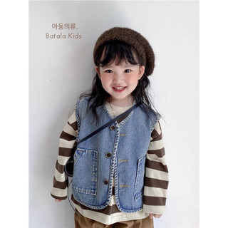 Áo gile jean bé trai và bé gái Batala kids, áo gile bò trẻ em dễ phối đồ, rộng rãi thoải mái cho bé từ 9-24kg