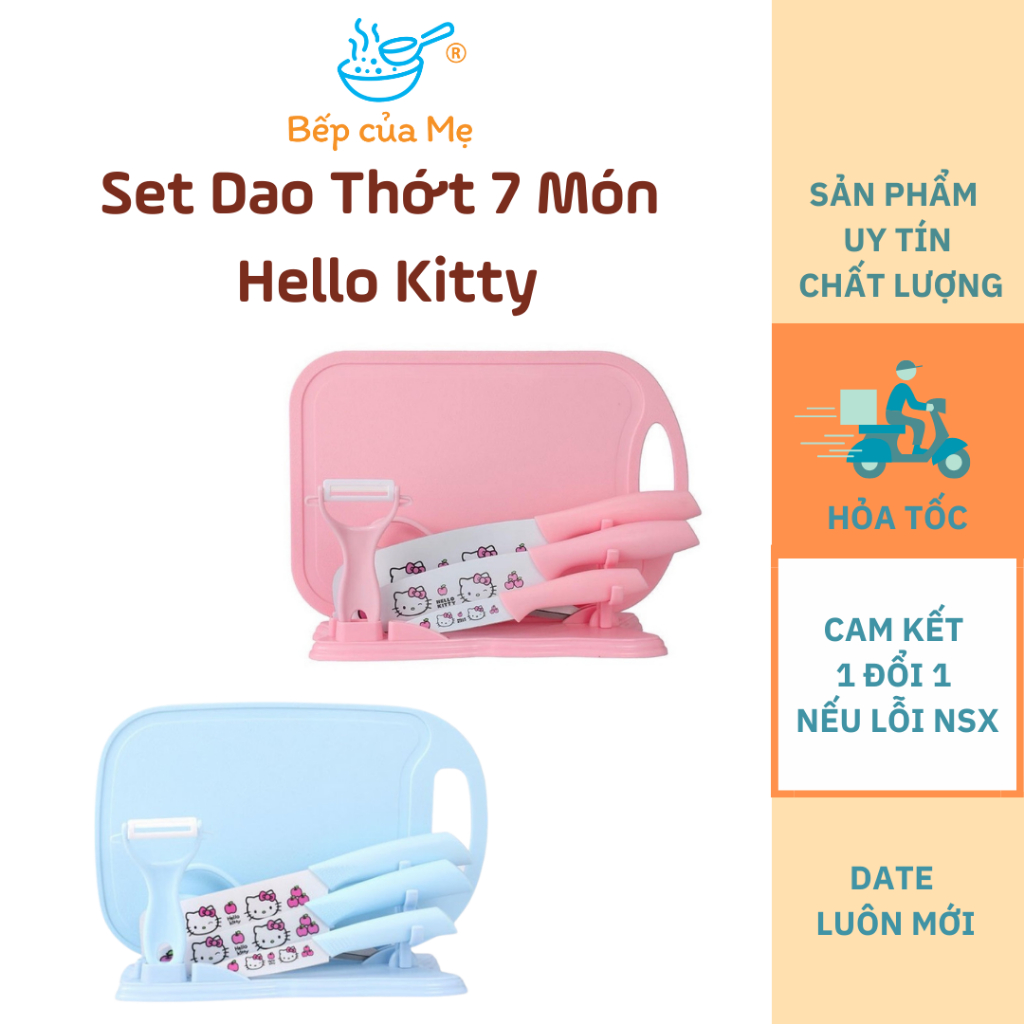 Bộ dao thớt ăn dặm cao cấp Hello Kitty 7 món chất liệu thép không gỉ ...