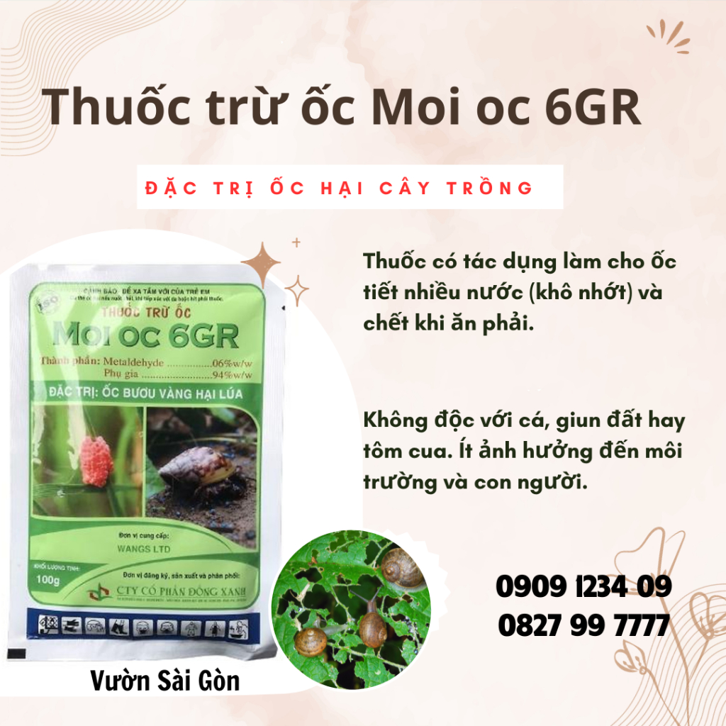 Thuốc trừ ốc MOI OC 6GR (Ốc sên, ốc nhớt, ốc bưu,...) 1