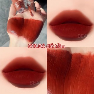 Son lì lâu trôi màu đỏ đất, son Beana S03 siêu hót, tôn da, trắng răng hợp da ngăm và da trắng