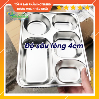 Khay cơm Inox không gỉ sâu lòng dành cho quán ăn