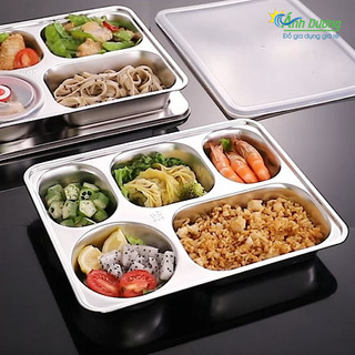 Khay cơm Inox không gỉ sâu lòng dành cho quán ăn