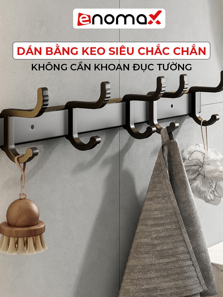 Ảnh Móc treo quần áo dán tường Enomax đa năng. Chất liệu nhôm hàng không cao cấp, chống gỉ. Bảo Hành 10 Năm ( Eno 0151 ) 1