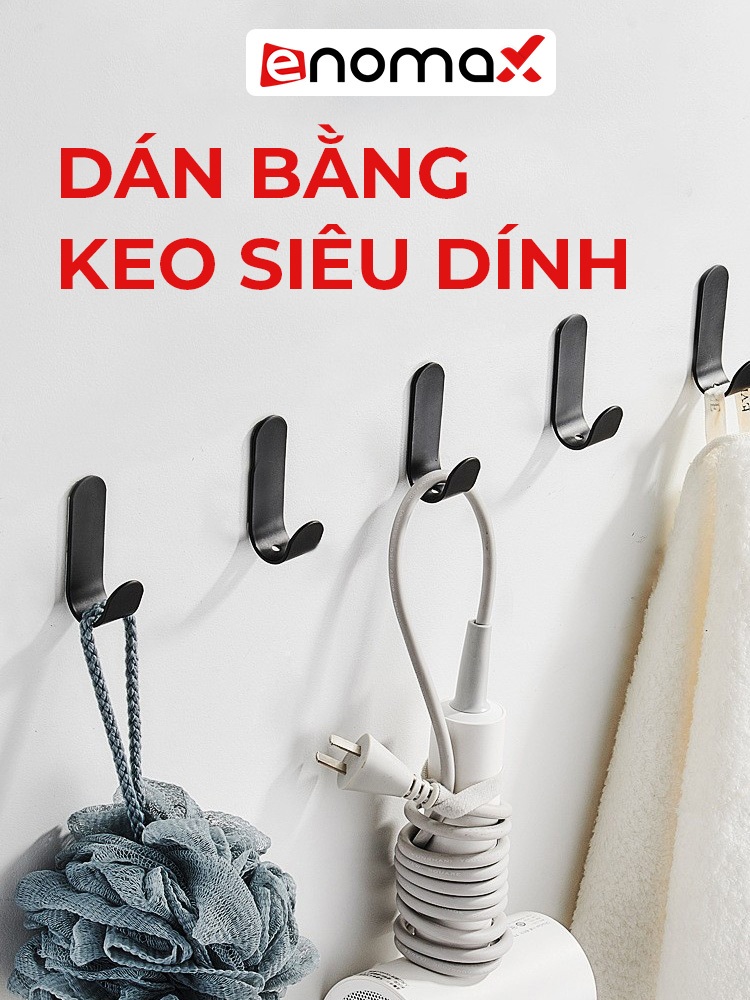 Ảnh Móc treo đồ dán tường Enomax chịu lực 10kg, chất liệu Thép Carbon, tặng kèm keo dán 6g ( Eno-0122) 3