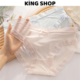 Quần lót nữ su mỏng phối ren hoa nơ gợi cảm, đáy may 2 lớp chắc chắn kháng khuẩn KING SHOP L-519