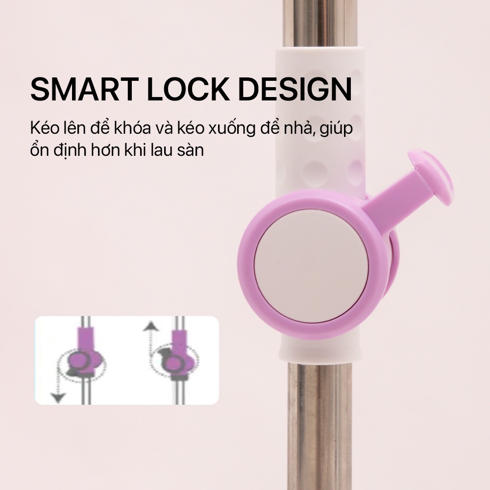 Combo 3 Bông Lau+1 Cây Lau Nhà Đơn MyJae Sợi Microfiber Xoay 360 Độ Phù Hợp Nhiều Loại Thùng Lau