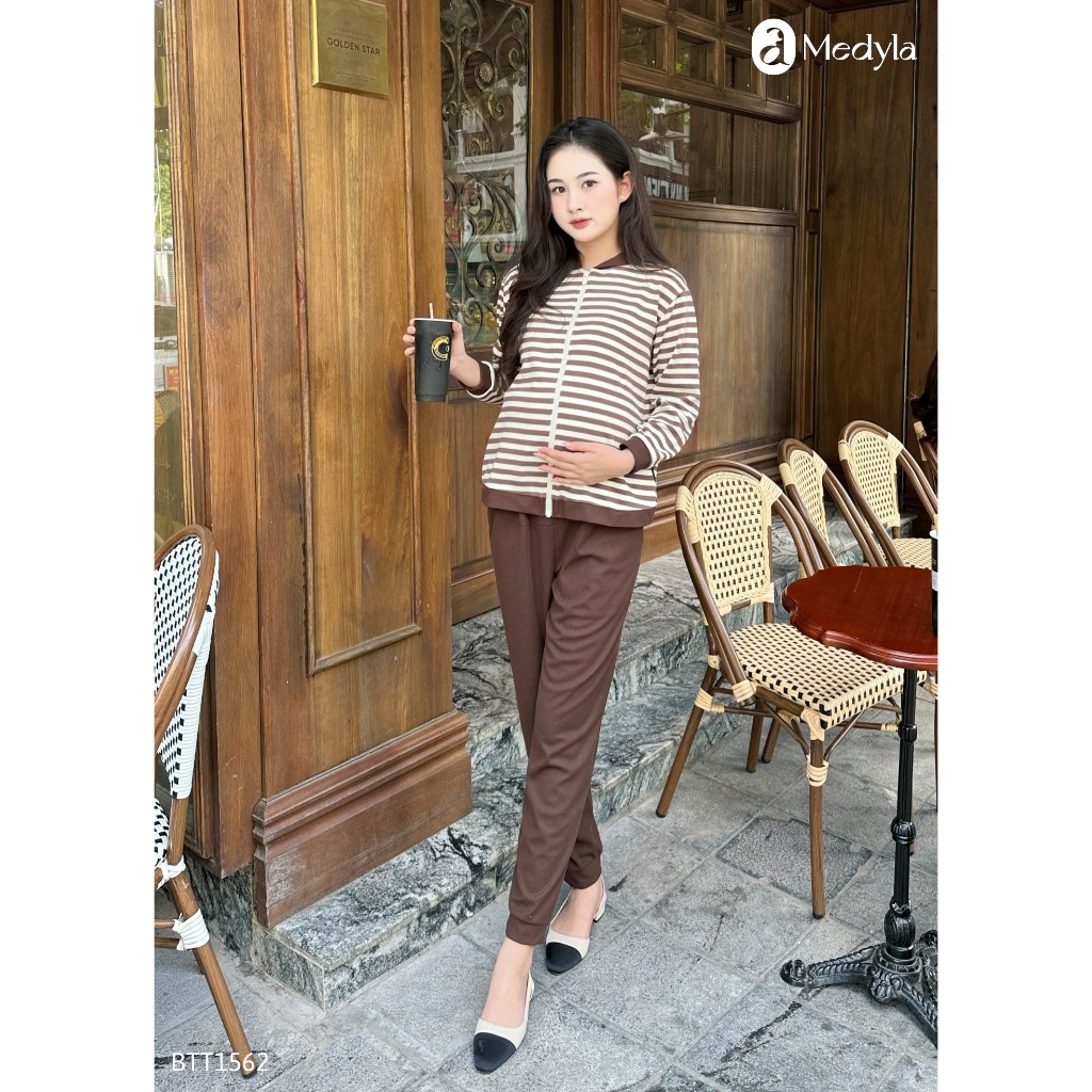 Bộ đồ bầu MEDYLA mặc nhà Hoodie nỉ da cá dày dặn mặc được sau sinh – BTT1560