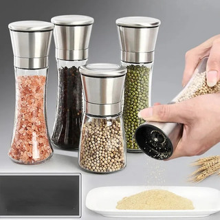 Hũ xay tiêựng  thủy tinh, nắp inox , dung tích 200mL  va 180 ml  loại tót - Xay Tiêu bằng tay
