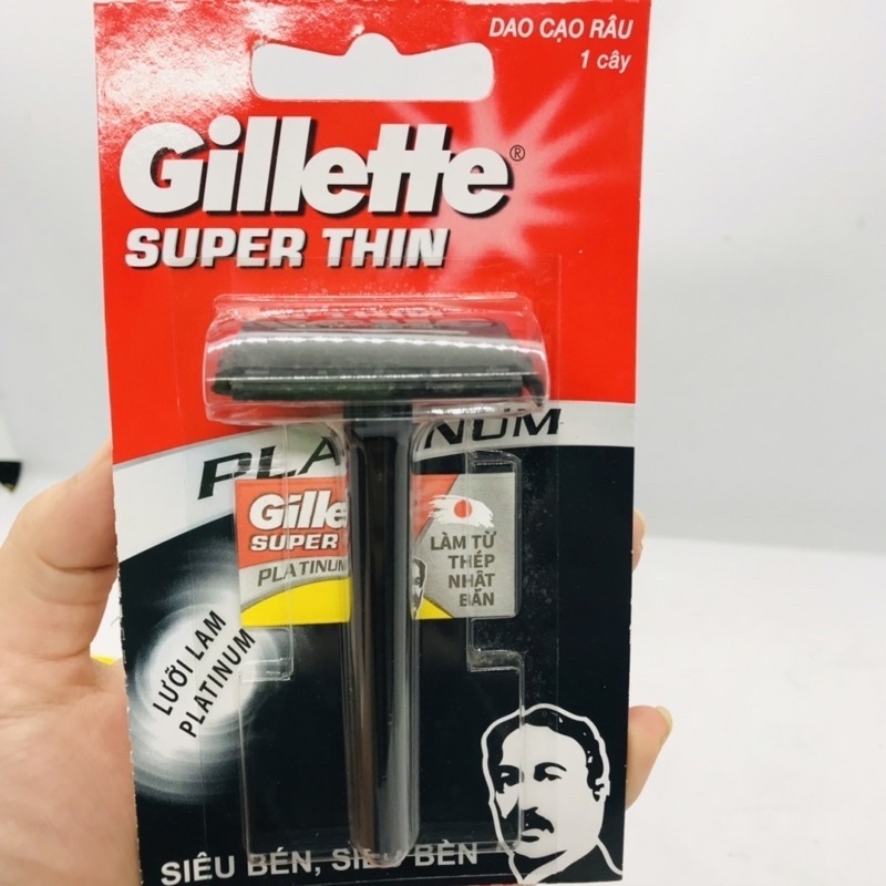 Bàn cạo/Dao cạo râu cán đen GILLETTE SUPER THIN | Shopee Việt Nam