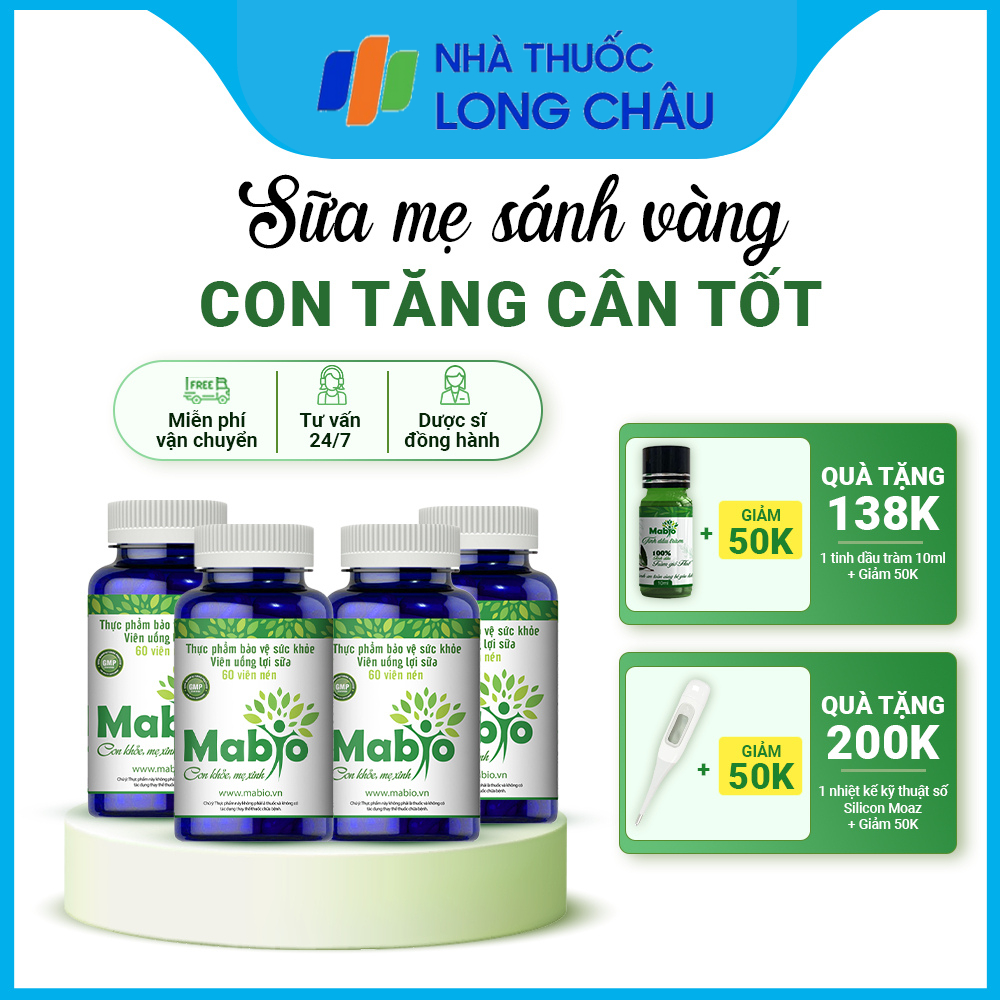 Mabio Lợi Sữa Dành Cho Các Mẹ Sau Sinh Bị Mất Sữa Ít Sữa Combo 4 Hộp Lợi Sữa Mabio Hàng Chính Hãng