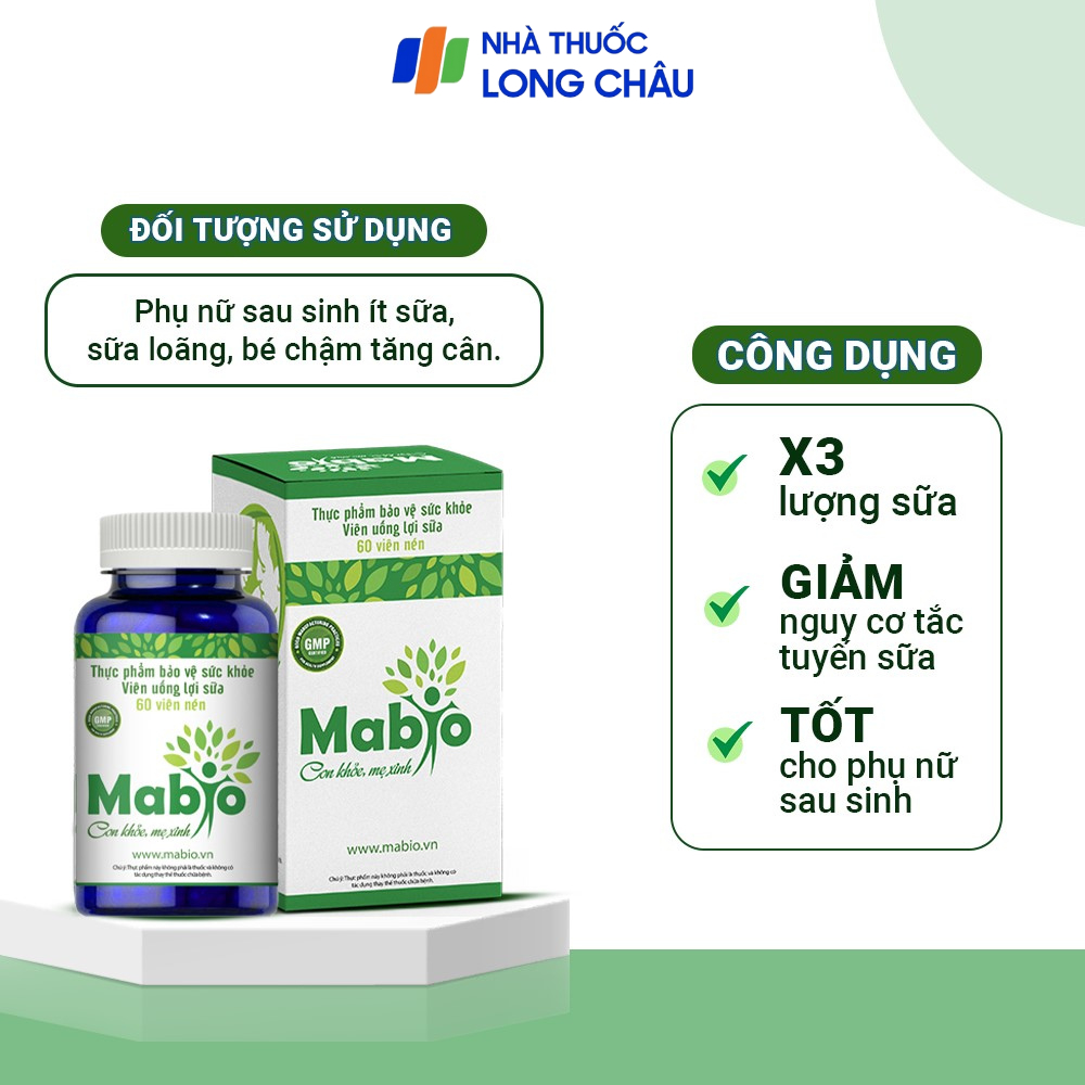 Mabio Lợi Sữa Dành Cho Các Mẹ Sau Sinh Bị Mất Sữa Ít Sữa Combo 4 Hộp Lợi Sữa Mabio Hàng Chính Hãng