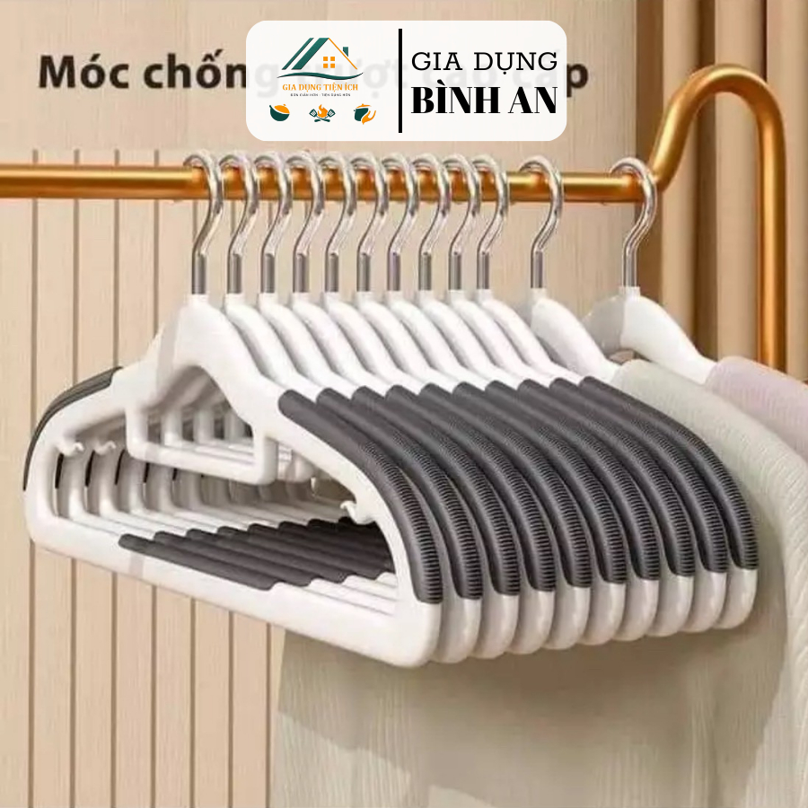 Set 10 Móc treo quần áo chống trượt đa năng xoay 360 độ chất nhựa cao cấp bền bỉ chịu được vật nặng
