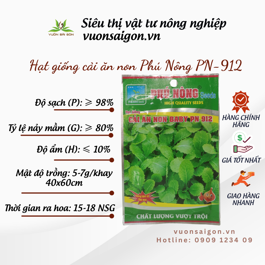 Hạt giống cải ăn non Phú Nông PN-912 - kháng bệnh, chịu mưa 2