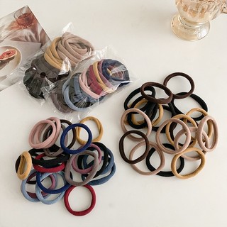 Set 20 Dây Buộc Tóc, Chun Buộc Tóc Cao Su Đen Co Giãn Không Đường May Đơn Giản Cho Nữ