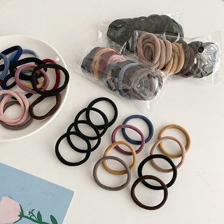 Set 20 Dây Buộc Tóc, Chun Buộc Tóc Cao Su Đen Co Giãn Không Đường May Đơn Giản Cho Nữ
