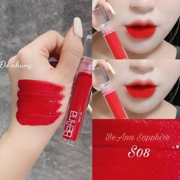 Son môi lì lâu trôi màu Đỏ luxury, đỏ ruby, đỏ nhung S08 sang trọng, quyến rũ cho buổi tiệc đêm, son Beana Shapphiare