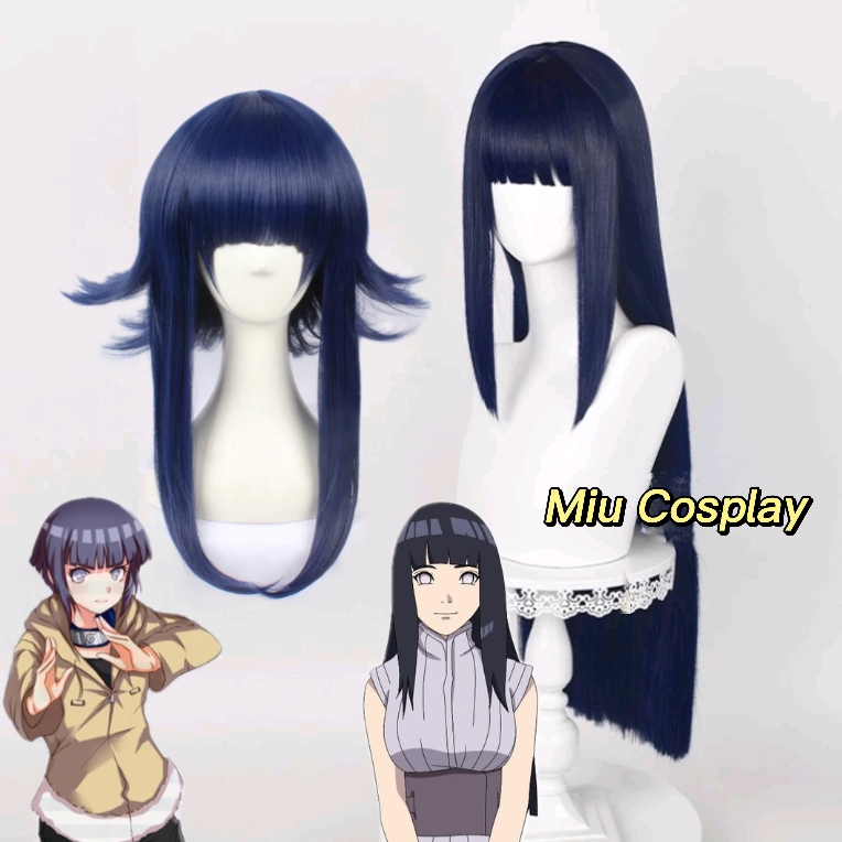 [sẵn] 【manmei】anime Naruto Hinata Hyuga Cosplay Wig 80cm Long Straight 