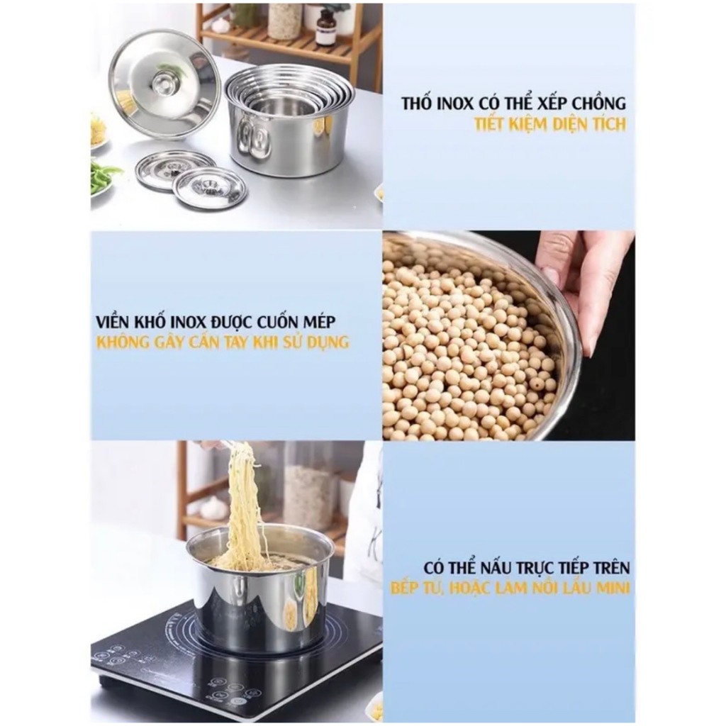 Thố Tròn Inox 304 - Hộp Đựng Thực Phẩm - Hộp Inox Có Nắp