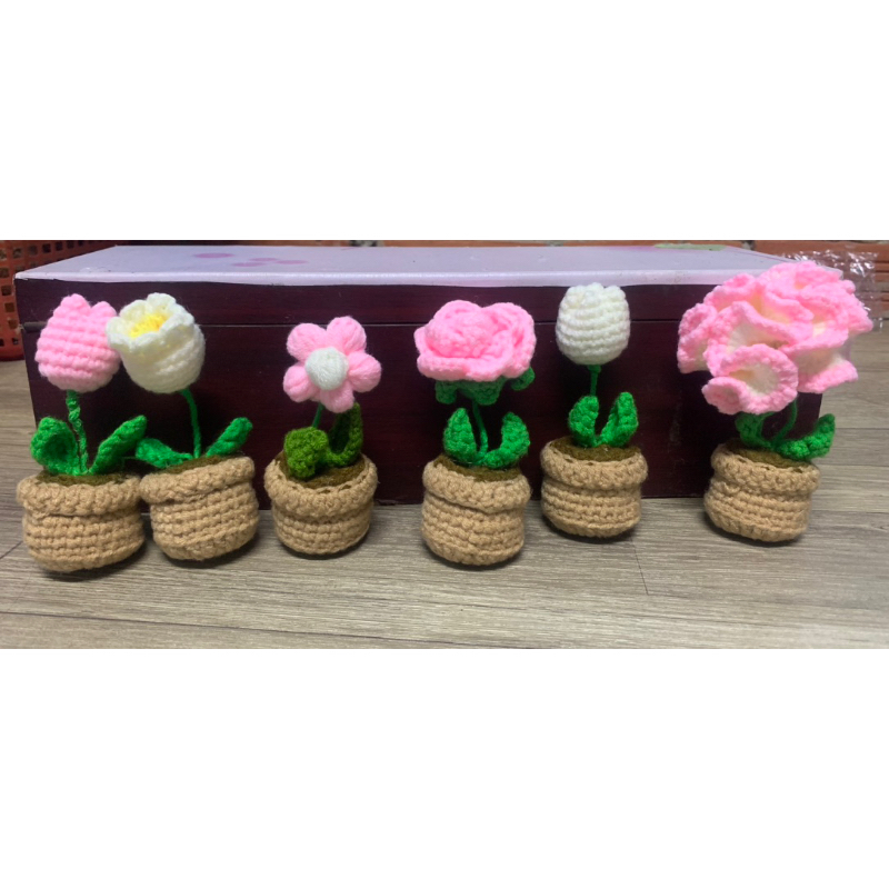 chậu hoa mini bằng len để bàn | Shopee Việt Nam