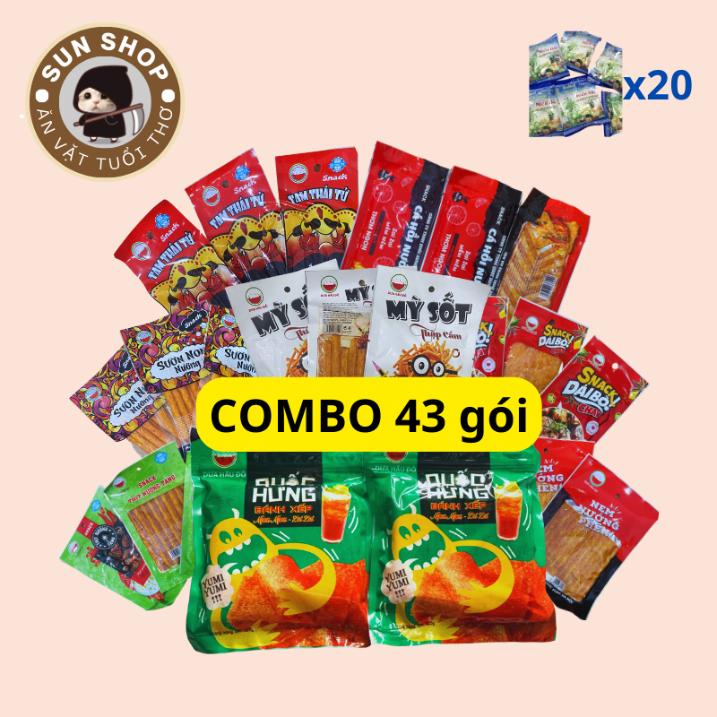 Combo mix 9 loại 43 gói ăn vặt cổng trường cay cay Ăn cùng bà tuyết