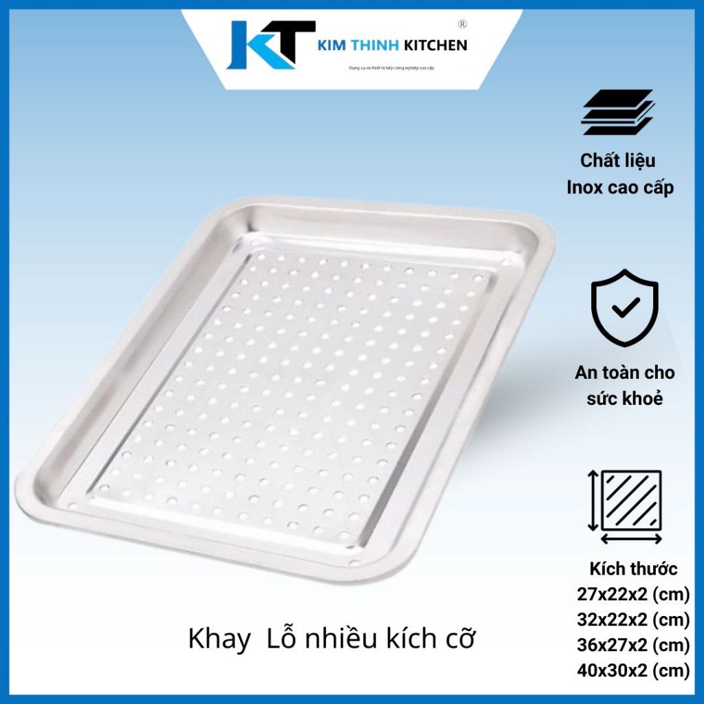 Khay Inox, Úp Ly, Mâm Trà Hình Chữ Nhật Kín + Lỗ, Khay Inox Đựng Thức Ăn Nhiều Kích Cỡ.