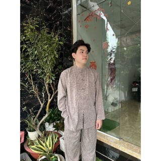Lãnh tụ nam cổ trụ vải linen cao cấp, Đồ lam cho phật tử