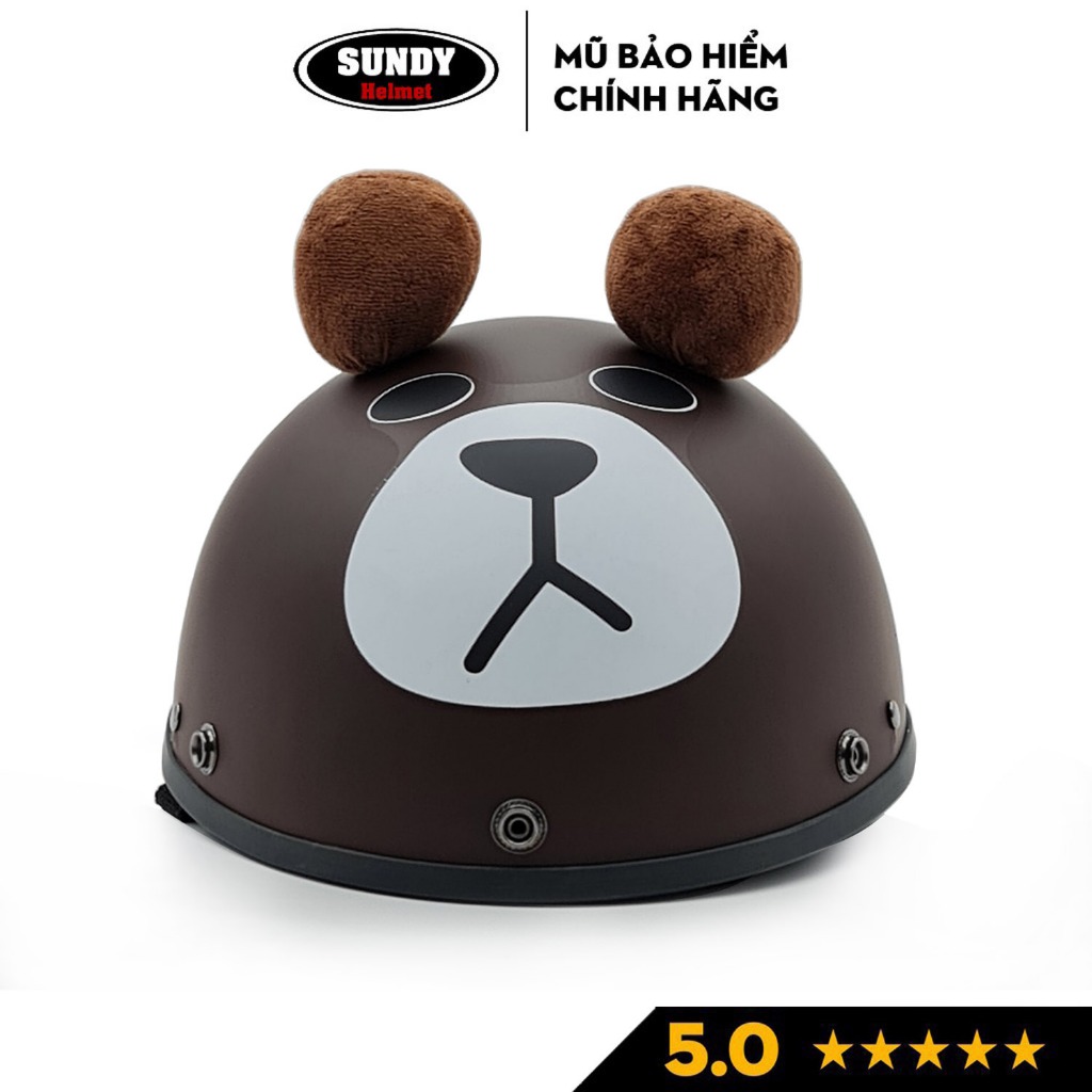 Ảnh Mũ bảo hiểm nửa đầu 1/2 chính hãng SUNDY Helmets, họa tiết thời trang, có tai cá tính, kèm kính UV, Phi Công 3