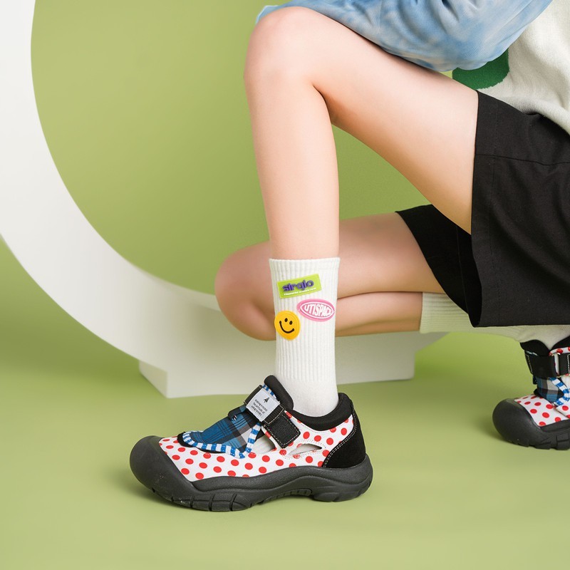 Vớ Cổ Cao hàn quốc cotton dày dặn gắn Icon Mặt Cười Cao Su 3D, chất liệu cotton mềm mịn, khửi mùi, hoạ tiết vui tươi