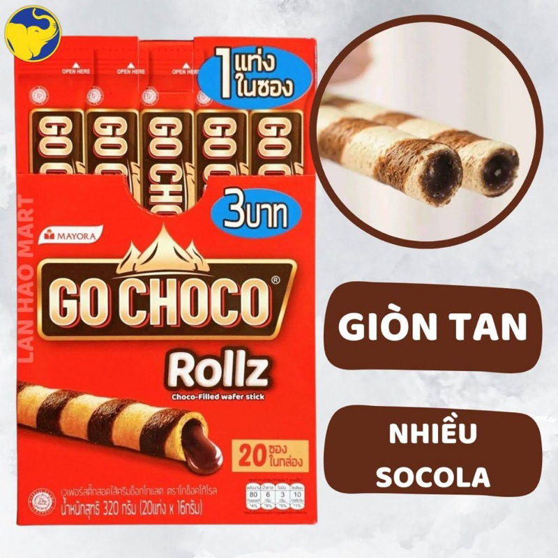 Bánh Quế Xốp Go Choco Rollz Socola Hộp 320G Indonesia | Shopee Việt Nam