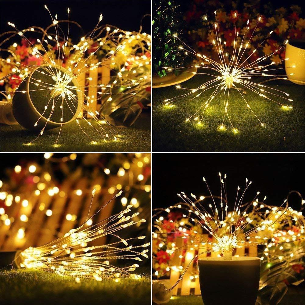 Dây Đèn LED Pháo Hoa 3 tầng - 5 Chùm Màu Vàng, Đủ Màu Trang trí Siêu Đẹp
