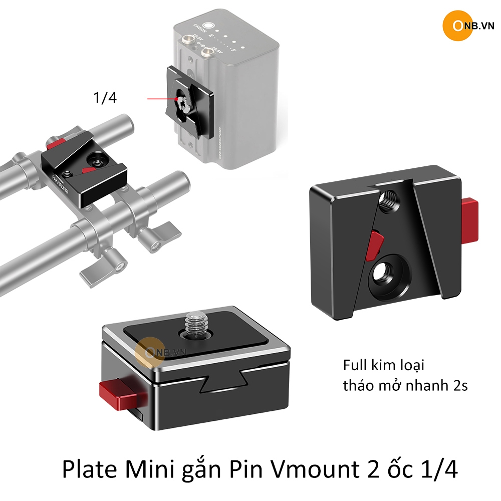 Plate Mini gắn Pin V Mount - 2 ốc 1/4 | Shopee Việt Nam