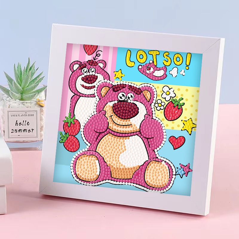 Bộ tranh đính đá 18x18cm có khung kèm bộ dụng cụ nhiều mẩu nhiều hoạ tiết cực đáng yêu