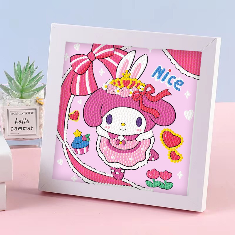Bộ tranh đính đá 18x18cm có khung kèm bộ dụng cụ nhiều mẩu nhiều hoạ tiết cực đáng yêu