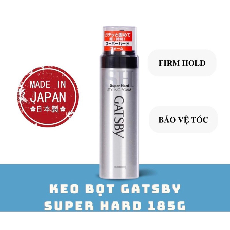 Keo Bọt vuốt tóc nam dạng bọt Gatsby Hair styling Foam Super Hard 185g