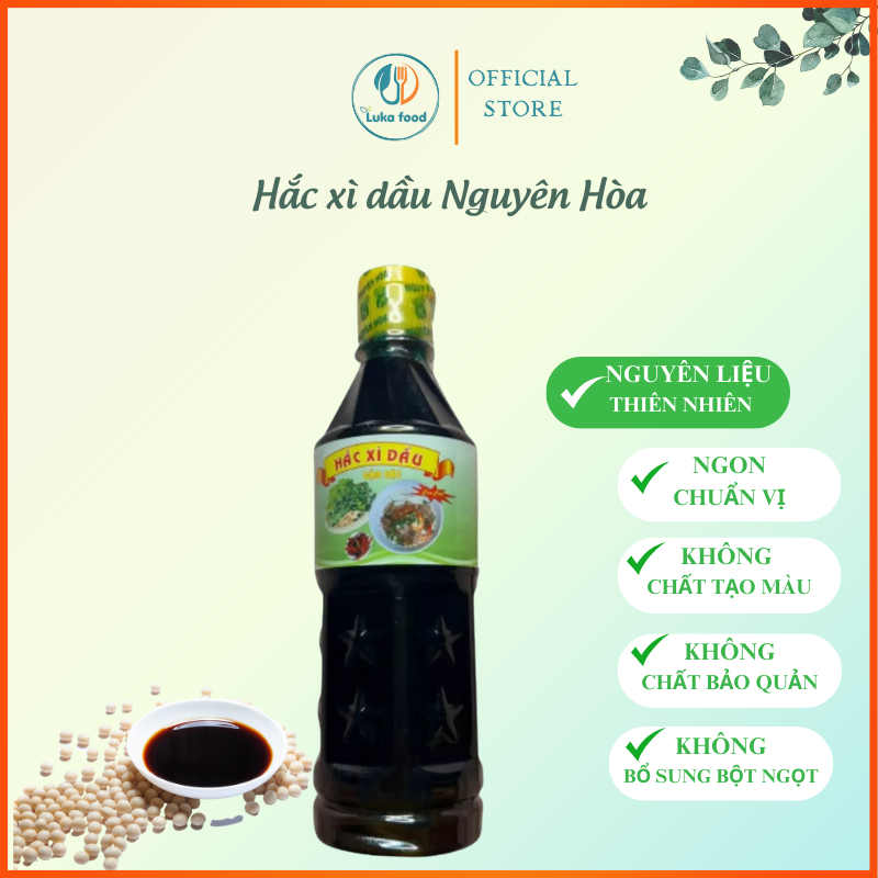 Hắc Xì Dầu Nguyên Hòa 500ml - Nước Tương Đen Sánh Đặc, Lên Màu Đẹp, Chuẩn Vị Hoa Làm Bột Chiên, Hủ Tiếu Khô Laku Food