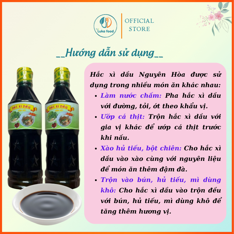 Hắc Xì Dầu Nguyên Hòa 500ml - Nước Tương Đen Sánh Đặc, Lên Màu Đẹp, Chuẩn Vị Hoa Làm Bột Chiên, Hủ Tiếu Khô Laku Food