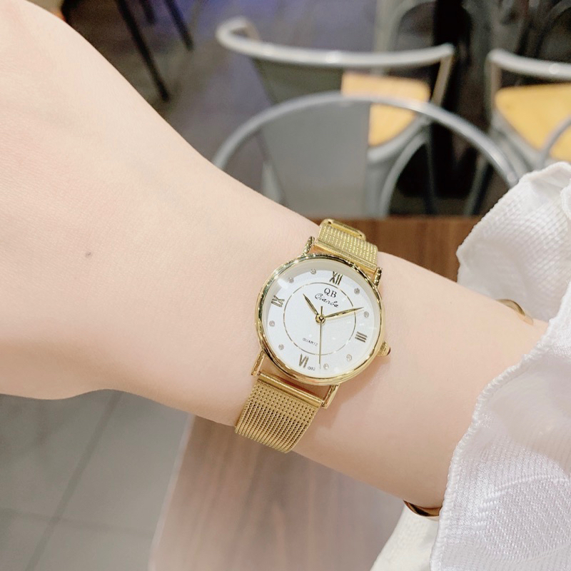 Đồng Hồ Nữ QB Dây Mành Phiên Bản Mới Cách Tân Màu Vàng