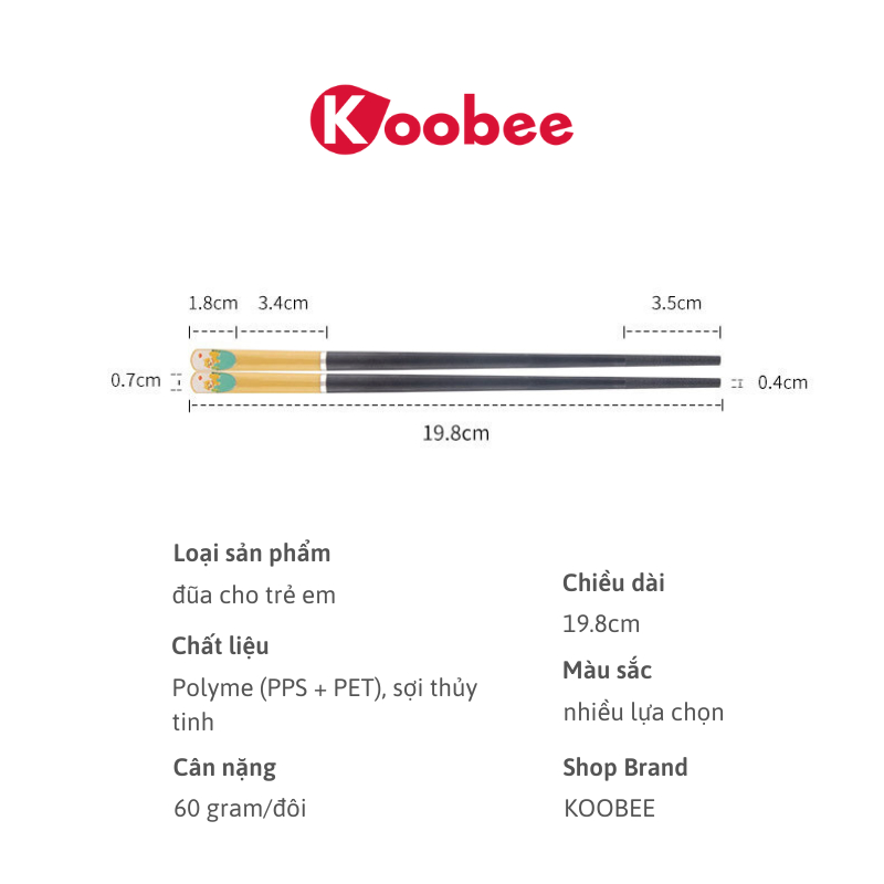Đũa Tập Ăn Cho Bé Chất Liệu Sợi Thủy Tinh Cao Cấp – Không BPA, Kháng Khuẩn, An Toàn Cho Bé Yêu | BA41