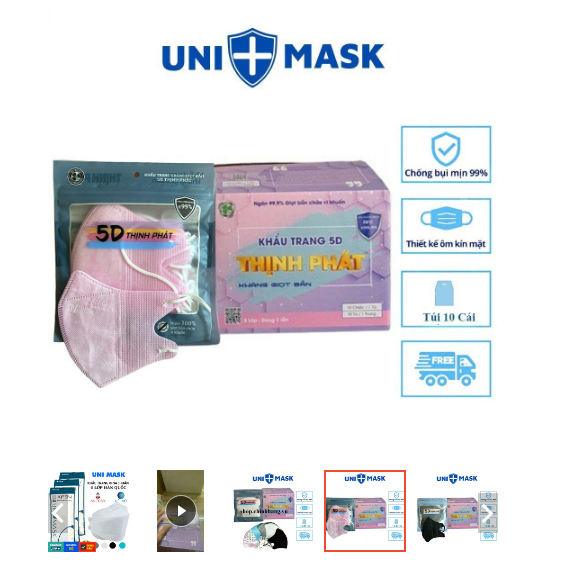 Thùng 100 Chiếc Khẩu Trang 5D Thịnh Phát 3 Lớp Kháng Khuẩn