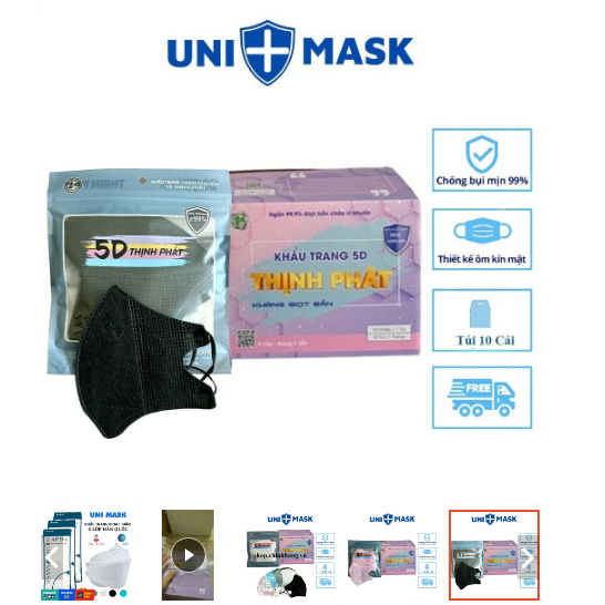 Thùng 100 Chiếc Khẩu Trang 5D Thịnh Phát 3 Lớp Kháng Khuẩn