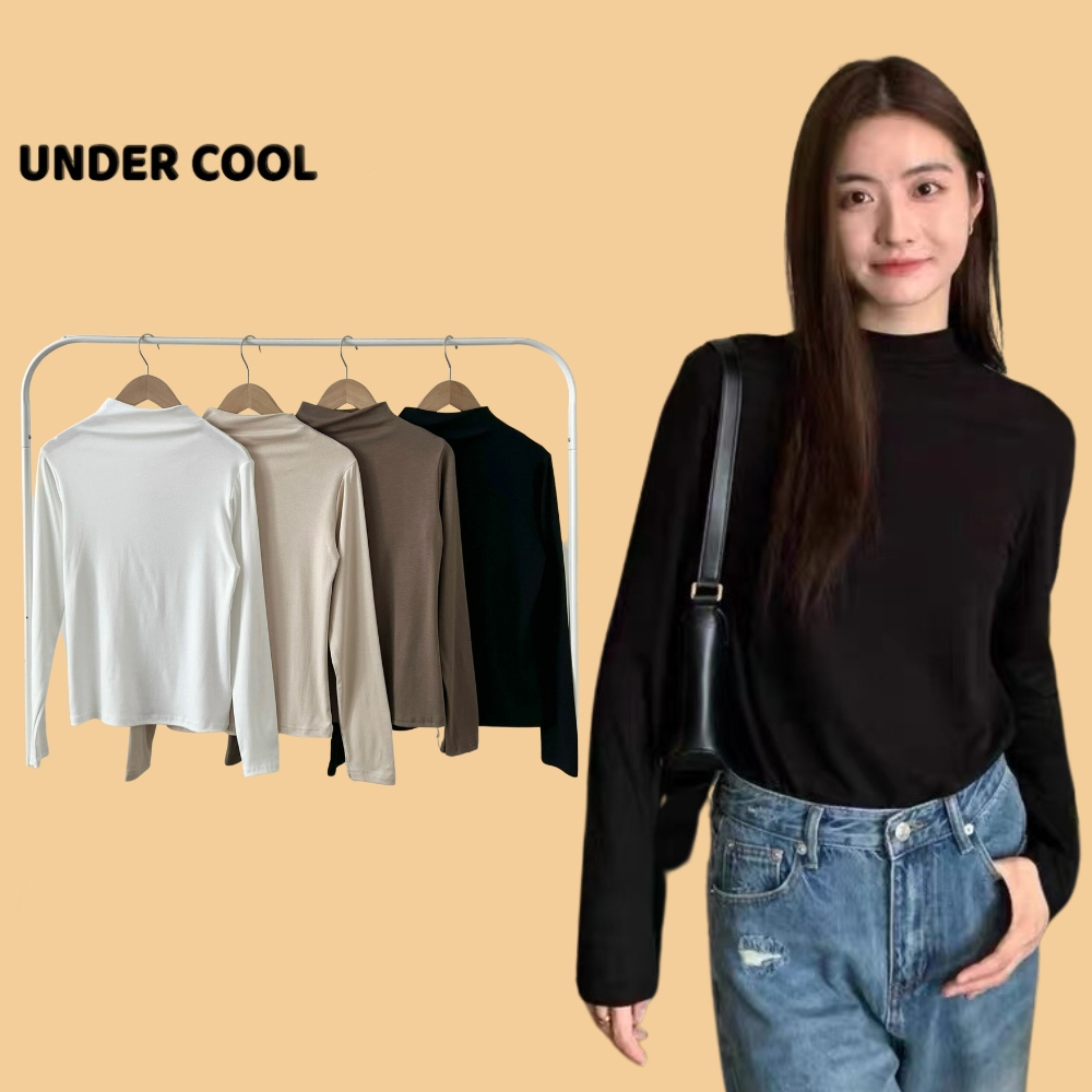 Áo Giữ Nhiệt Thun Basic cổ lọ thấp UNDERCOOL dài tay chất cotton mềm ADT03