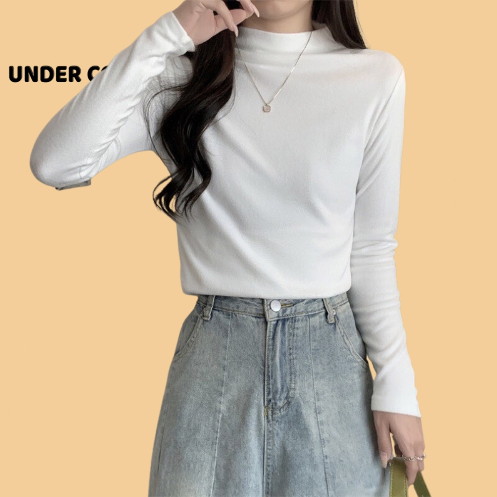Áo Giữ Nhiệt Thun Basic cổ lọ thấp UNDERCOOL dài tay chất cotton mềm ADT03