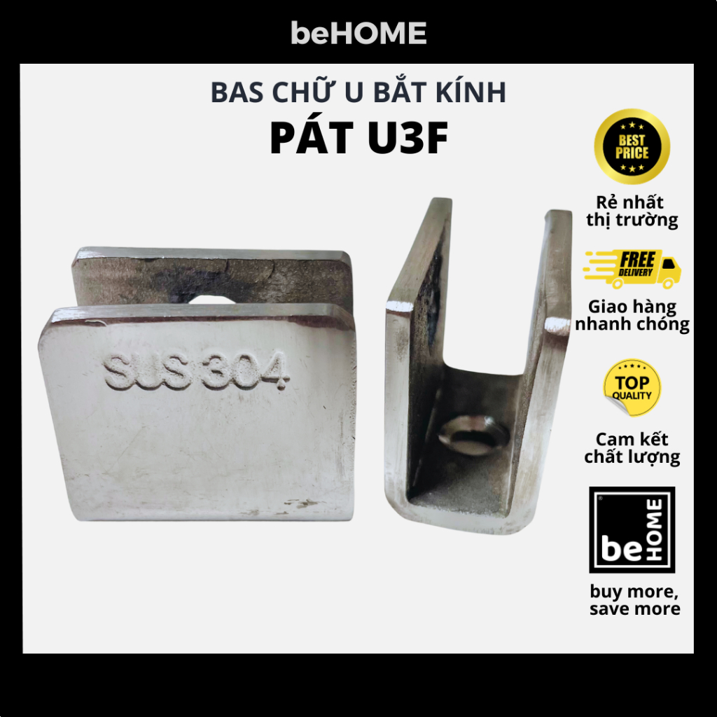 PÁT INOX 304 BẮT KÍNH CHỮ U BẢN 3CM - Bát U 3F inox bắt kệ kính nhà tắm ...