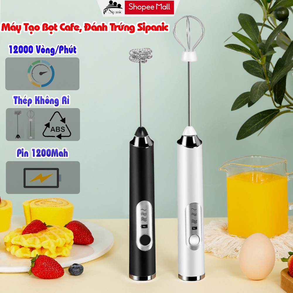 Ảnh Máy đánh bọt cà phê, Sipanic đánh trứng cầm tay mini không dây đa năng 3 chế độ,pin sạc 1200mAh 2